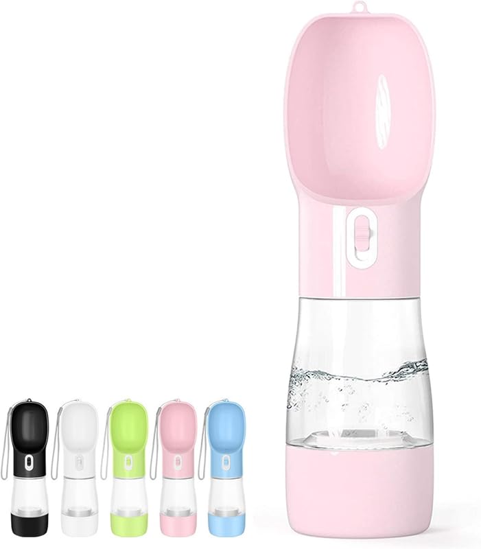 Garrafa de Água Portátil para Cães com Compartimento para Alimentos Misthis Rosa