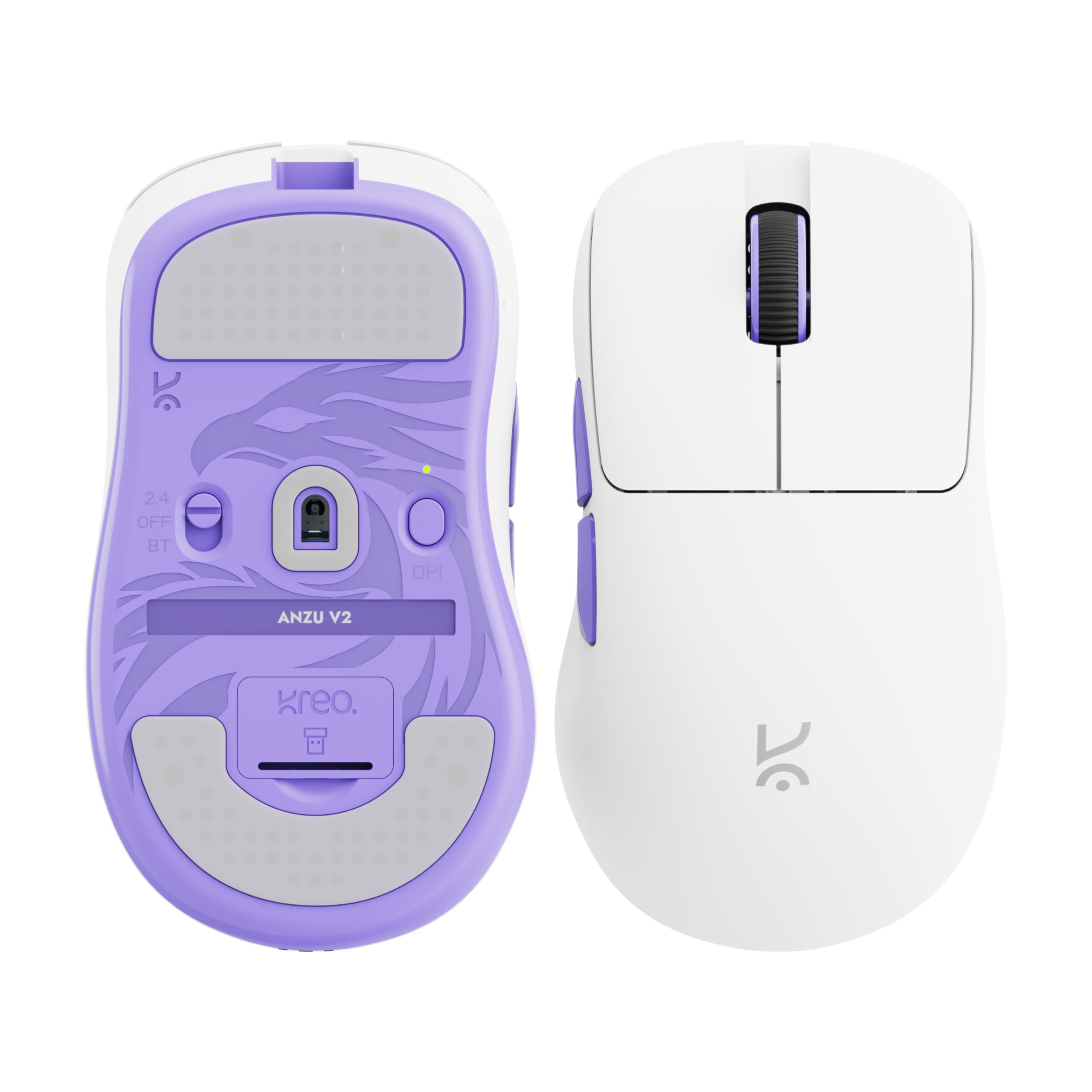 Kreo Anzu V2 Wireless Gaming Mouse, 47g Ultra-Light Ergonomic Mouse, PixArt 3311 Sensor, 12000 DPI, 2.4GHz/Bluetooth/USB-C, 1000Hz Polling, Huano 80M Switches, 50+ Hr Battery-image-15