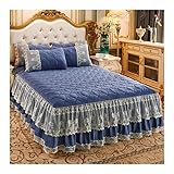 KJHD Bedspreads Velvet Bedding Set Lace Bed Skirt Thickened Bed Spread (Color : A, Size : 180X220CM
