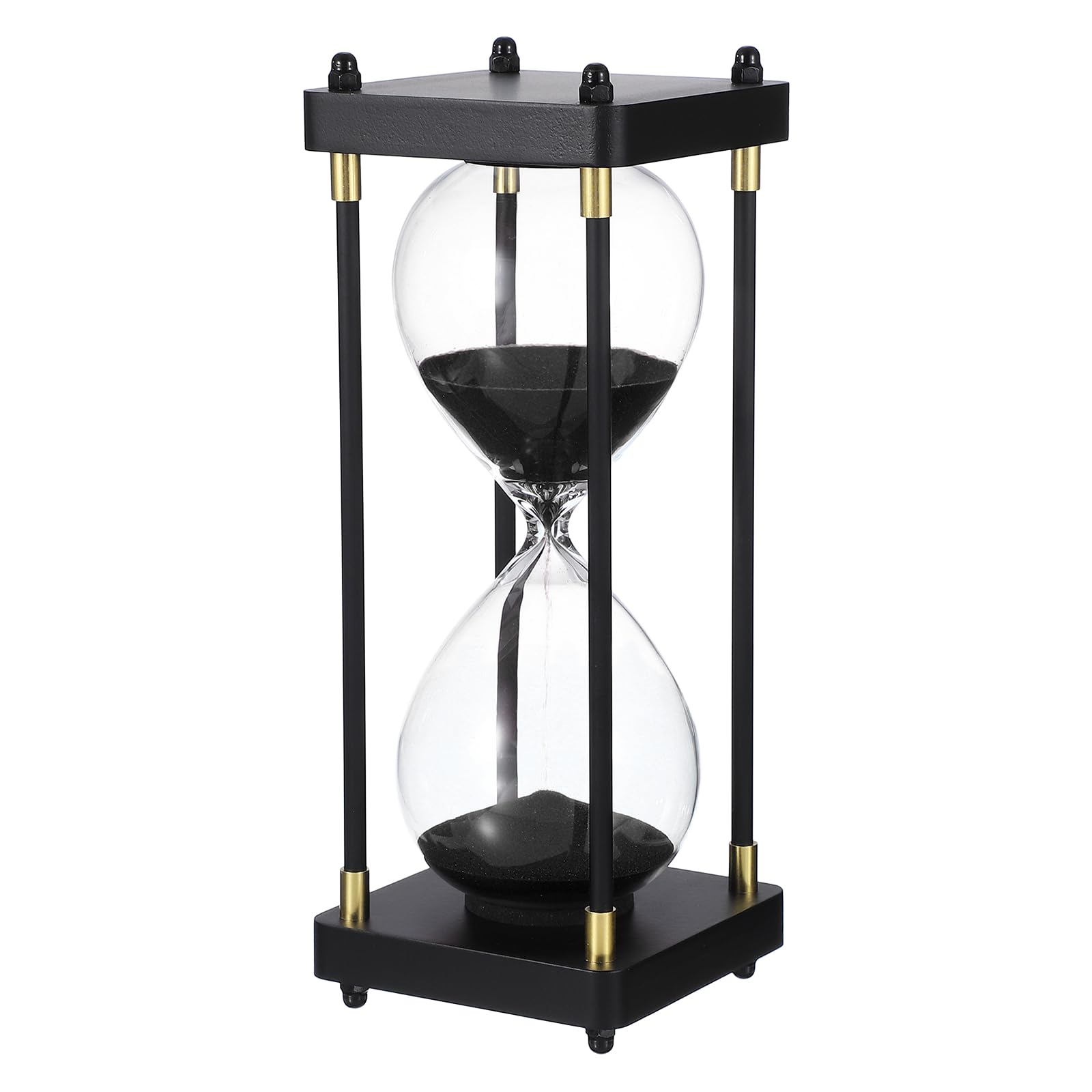 PATIKIL Large Decorative Sand Timer, 60 Minutes Wood Hour Glass Timer Modern Wooden Hour Glass for Cooking Game Office Classroom Kitchen Home, Black(Style 1)