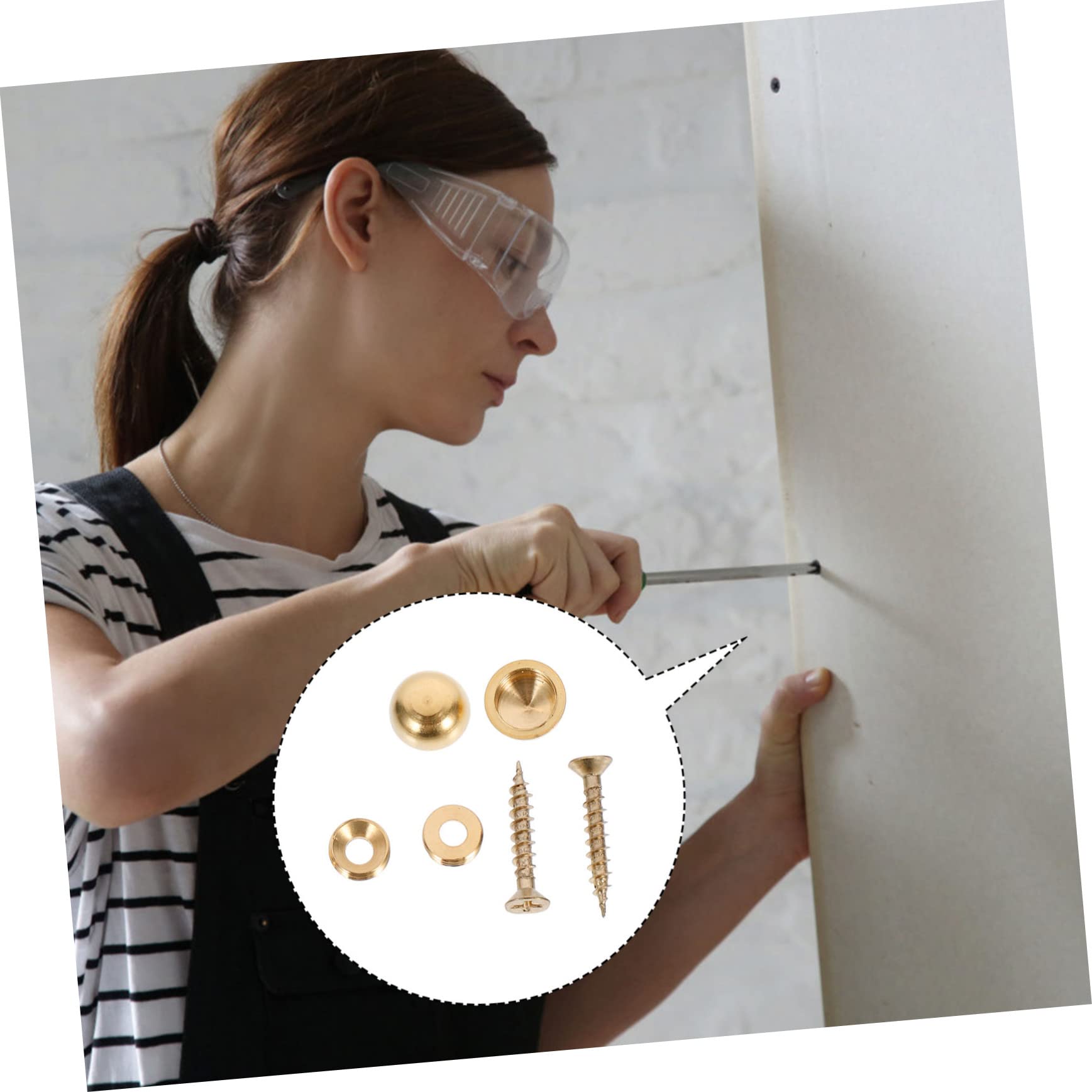 NAMOARLY Professional 8pcs Mirror Nail Fixing Screws Thickened Screws Flat Advertising Nails for Indoor/outdoor Use