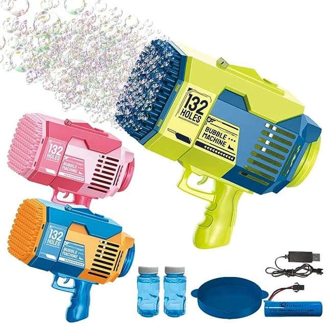 S SGTT PRO Newest 132 Hole Bazooka Bubble Blaster Machine, Upgraded With Colorful Lights, For Kids And Adults For Tiktok Outside Parties Wedding (Pink) 10X10X10 Multicolor