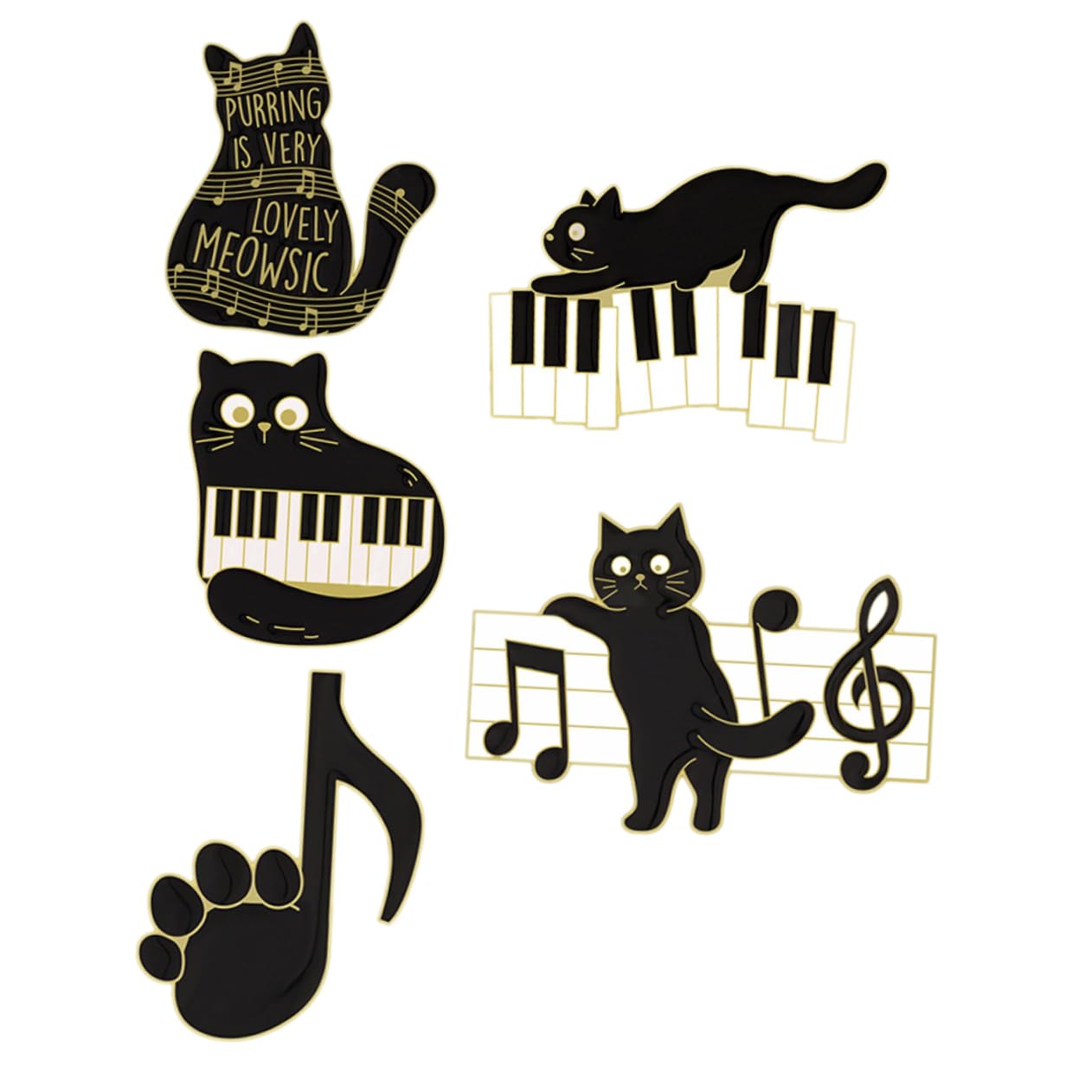 BESPORTBLE 5 Set Spilla Corpetto Spilla Con Animali Carino Vestiario Decorativa Spille Distintive Natale Divertente Perni Musicali Kawaii Lega Black 5 Pezzi*5