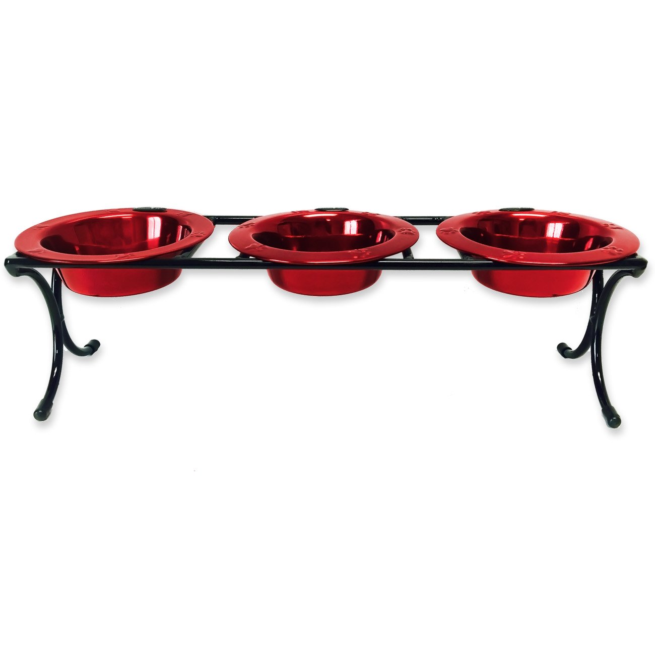 Mangeoire triple Bistro Candy Apple Rouge pour le repas propre des chats et chiens