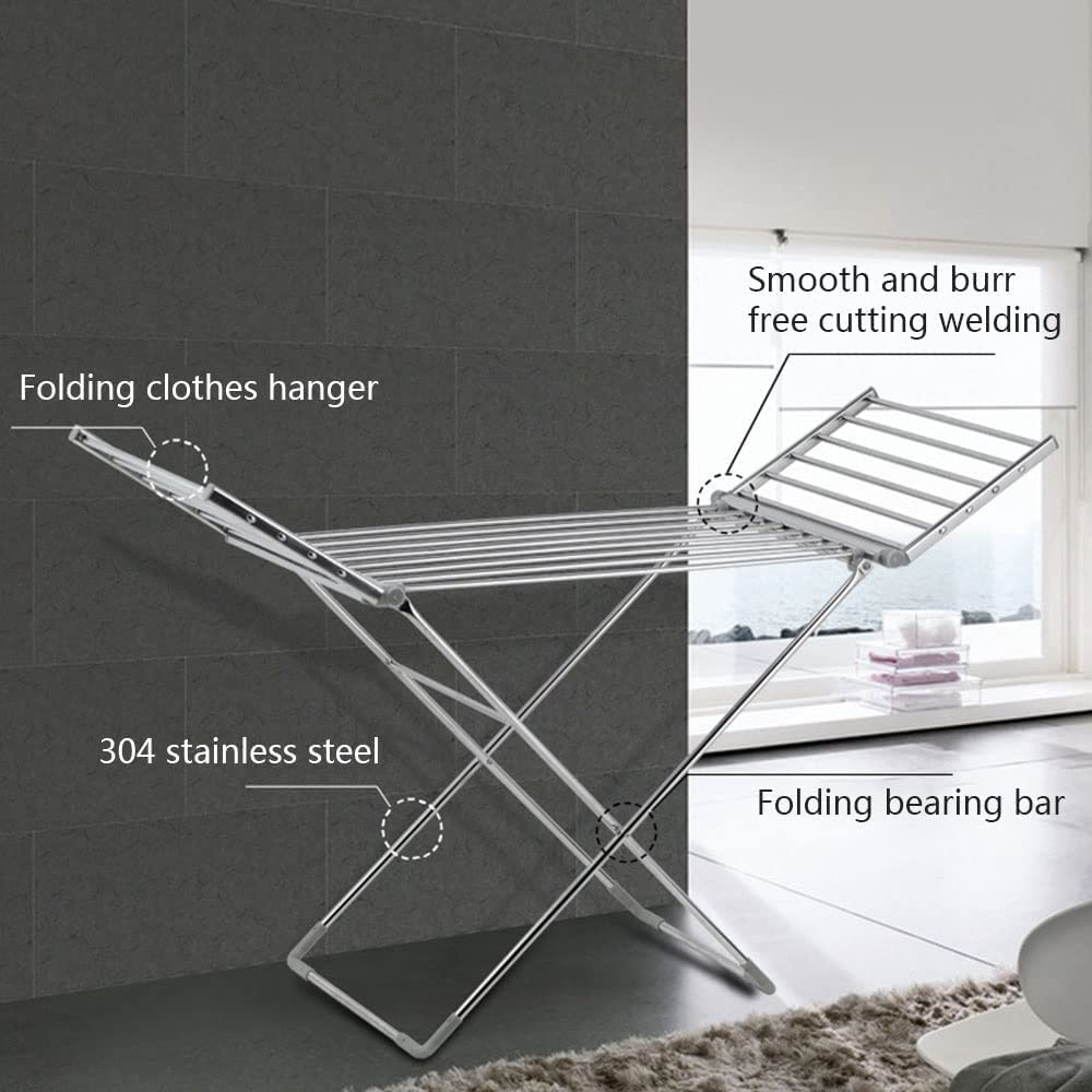 ZJIEX Stendino Elettrico, 20 Barre Riscaldate, Pieghevole Stendibiancheria Elettrico, Potenza 230W Asciugabiancheria Elettrico, Stendi Biancheria per Interno