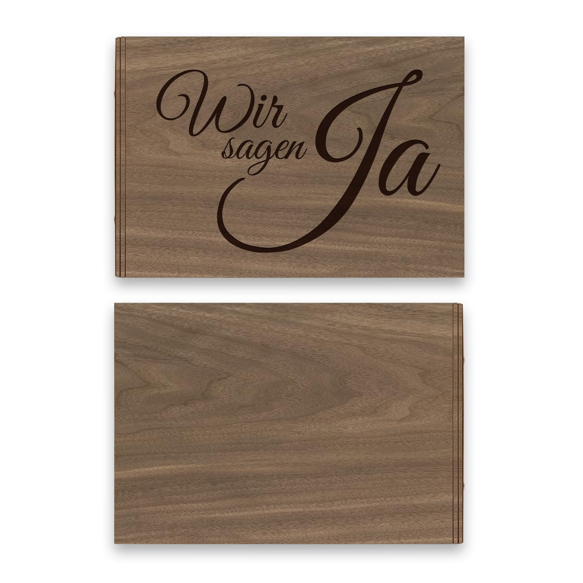 Hochzeit Gästebuch echtes Holz DIN A4 Buch - Ja - mit 72 Blatt / 144 Seiten Naturpapier Weiß