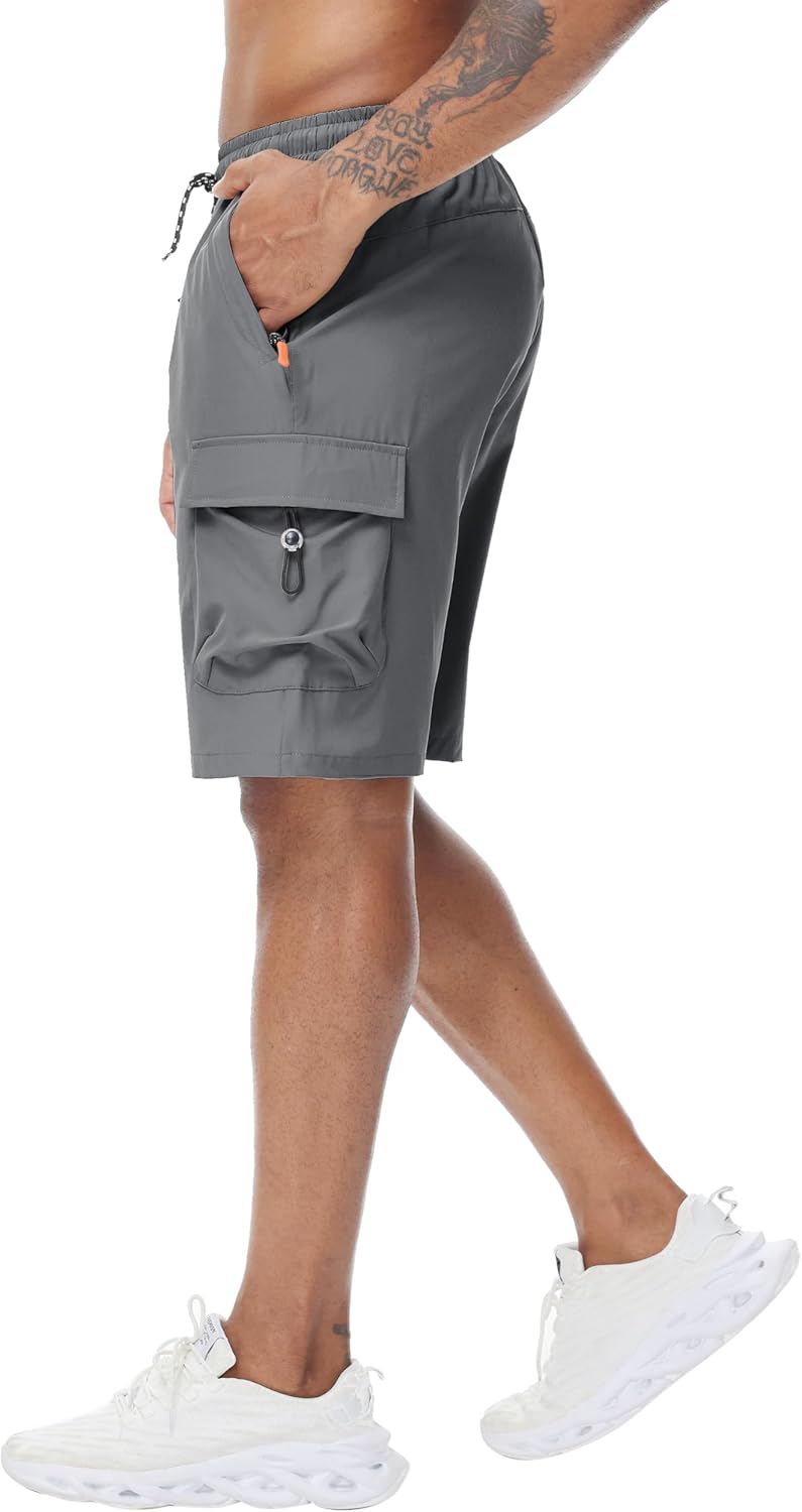 Men's Cargo Hiking Shorts Elastic Waistband Stretch Short Shorts for Men no Lined with 5 Pockets - Image 3