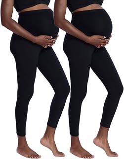 Motherhood Maternity Women's Essential Stretch Full Length Secret Fit Over The Belly Pregnancy Legging-2 Pack