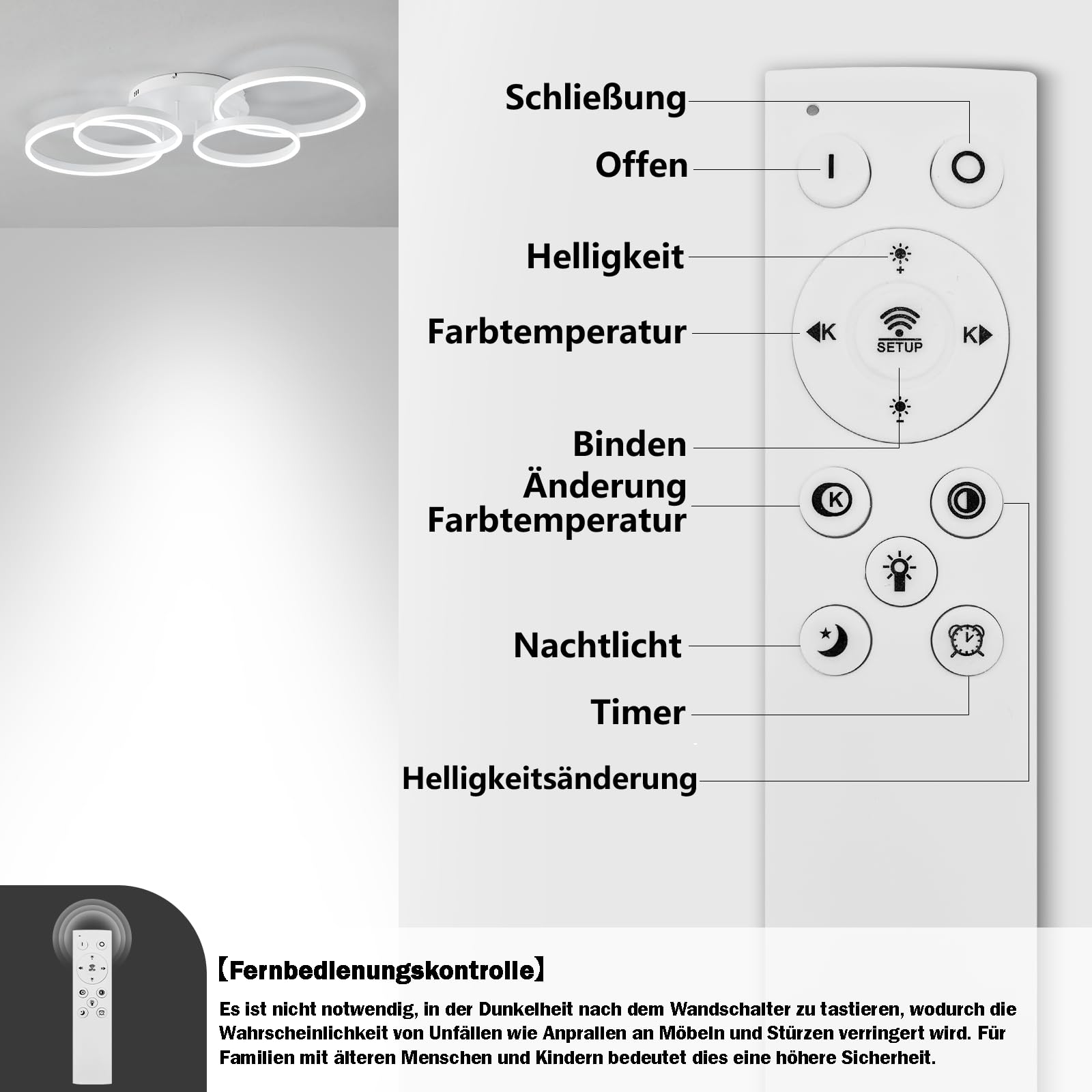 LED Deckenleuchte Dimmbar 40-60W, 100CM Deckenlampe LED Wohnzimmerlampe mit Fernbedienung APP Farbwechsel, Moderne lampe Dimming Deckenbeleuchtung Schlafzimmerlampe (Weiß)