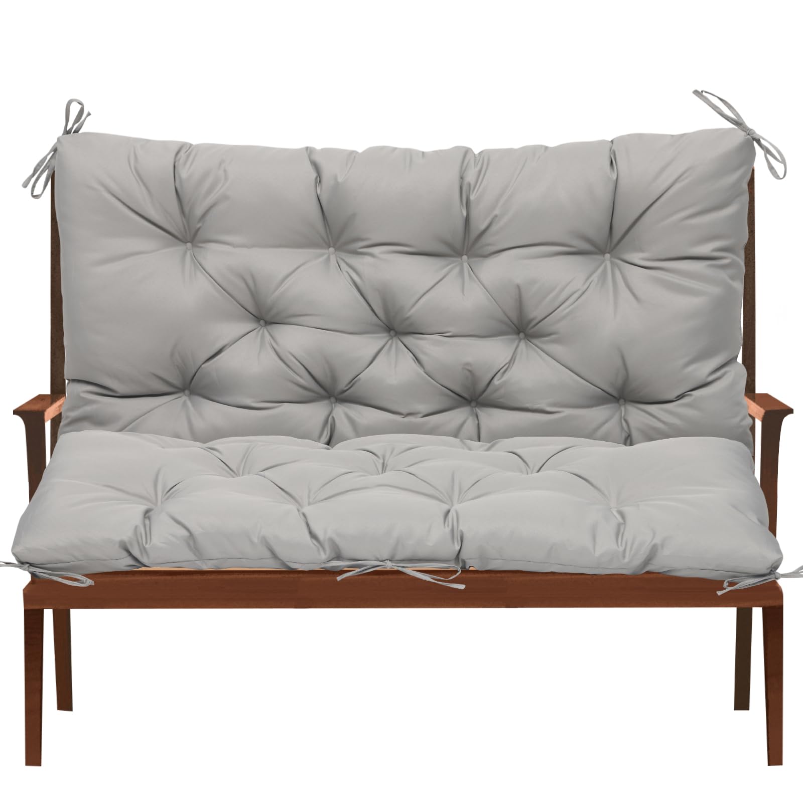 Gartenbank Auflage mit Rückenlehne, 100x50x50 cm, Sitzauflage Bank Outdoor Wasserabweisend, Sitzkissen für Hollywoodschaukel & Gartenmöbel, Grau