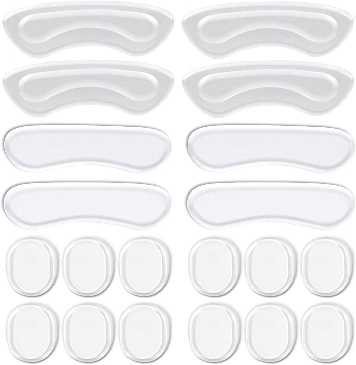 EACOZYHeel Grips, 8PCS Heel Inserts, 12PCS Shoe Inserts, Gel Heel Cushion Inserts for Women Men, Adhesive Shoe Pads for Loose Shoes, Heel Slipping, Rubbing