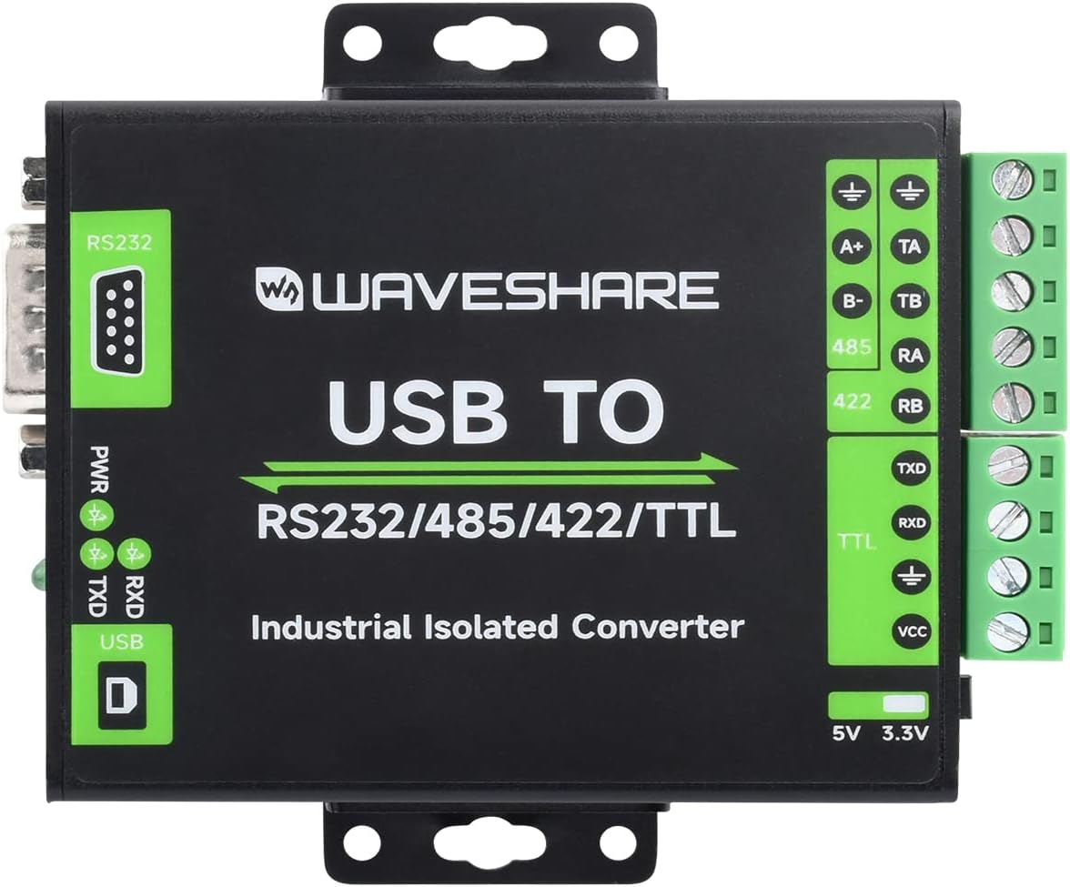 – Waveshare FT232RNL USB TO RS232/485/422/TTL Interface Converter, Industrial Isolation, Compatible with Mac/Linux/Android/Windows 11/10/8.1/8/7