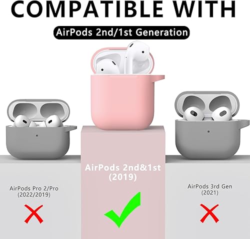 Miniatura 7 de Ljusmicker Funda para Airpods 2 y 1 con kit de limpieza, funda protectora de silicona suave compatible con Apple AirPods de 21 generación con