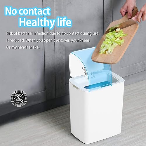 Miniatura 6 de Basurero automático de plástico con tapa, 3.7 galones14L sin contacto sensor de movimiento de inducción inteligente, cubo de basura para el hogar,