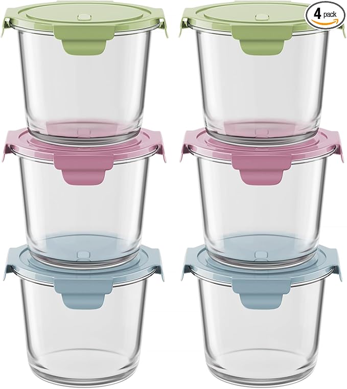 8 PCS Glass Meal Prep Containers with Lids