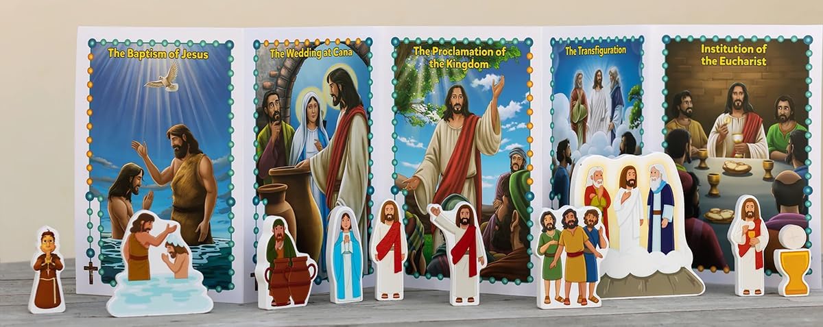 Brother Francis Rosary Pray & Play Set – 33 Piece Wooden Catholic Toy for Kids – Learn the Mysteries of the Rosary – Catholic Educational Gift for Homeschool, Sunday School & Families