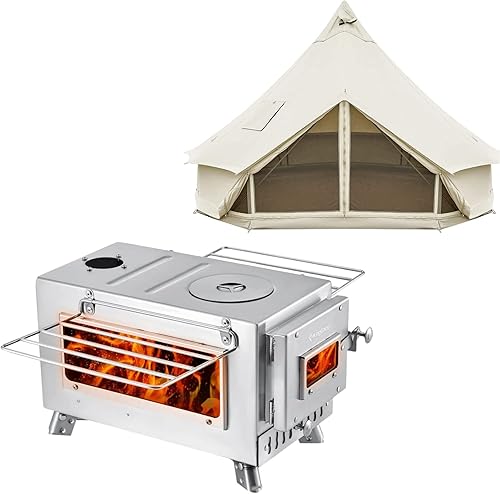 KingCamp Tienda de campaña de invierno de 16.4 pies con estufa de tienda de campaña caliente
