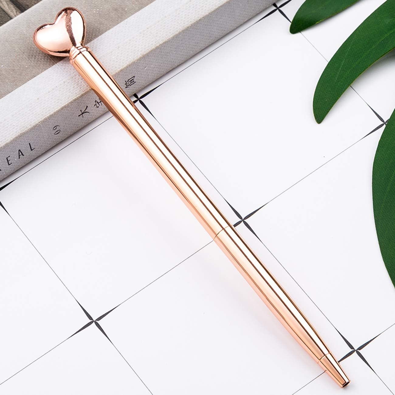 Heart Shaped Metal Ballpoint in Black Ink and gift box Ideal Gift in 5 beautiful colors (Rose Gold, Pink, White, Black and Turquoise Blue) Black Ink, Each Pen in Individual Box (Multicolor)