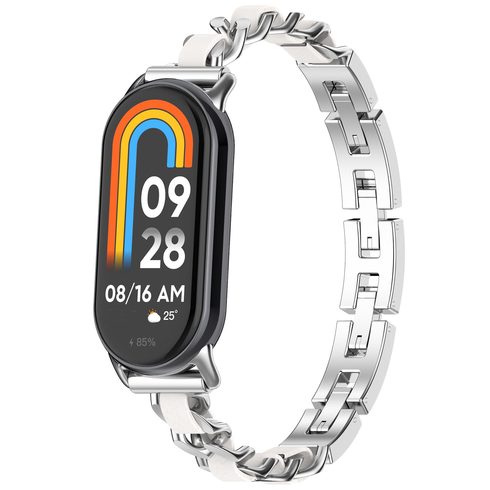 PINHEN Compatible con Xiaomi Mi Smart Band 8 /Mi Band 9 pulsera de metal ajustable tejida pulsera reloj inteligente accesorios para mujeres hombres bandas de repuesto