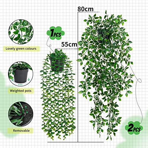 Jusvenmt Artificial Hanging Plants in Pots - Image 2