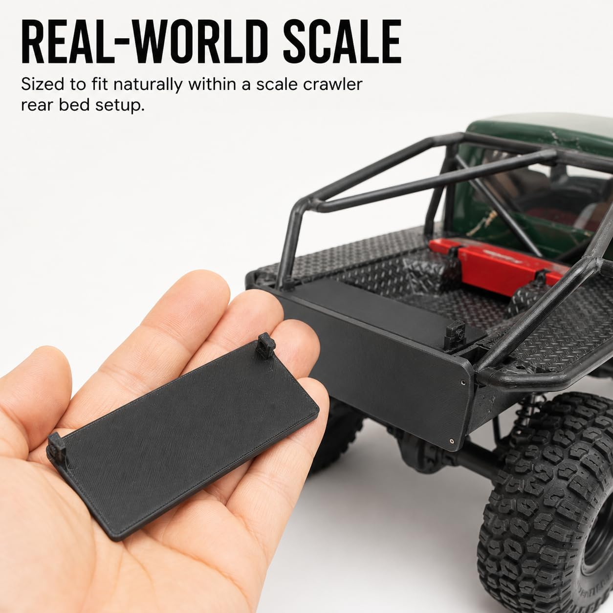SplashNColor Tailgate Upgrade Compatible with Axial – Rear Truck Bed Protection Panel | Scale Crawler Body Detail | Trail-Ready Back End Guard Accessory