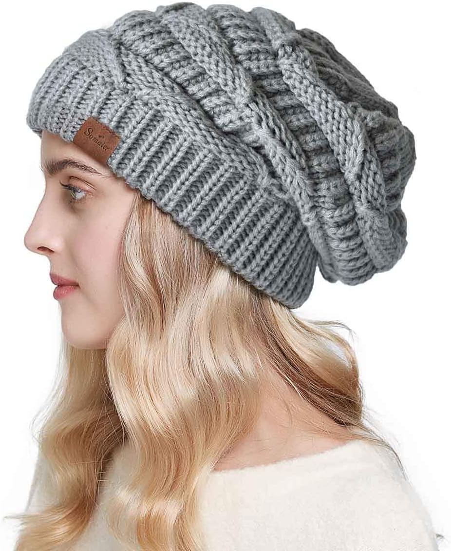 Somaler Knit Beanie Hat for Women Oversize Chunky Winter Slouchy Beanie Hats Ski Cap - Image 5
