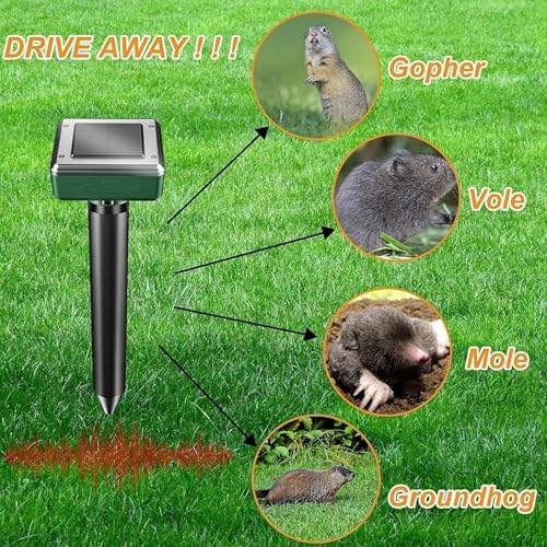 Mole Repellent Solar Powered 8 Pack Sonic Mole Deterrent Spikes, Snake Gopher Vole Repellent for Lawn Garden & Yard Gopher Deterrent, Groundhog Repellent by Jiermadun - Image 3