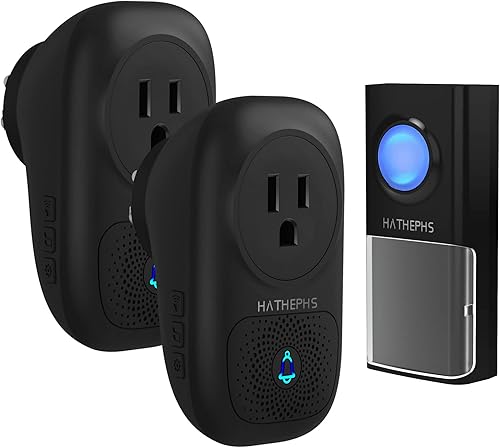 HATHEPHS - Timbre de puerta inalámbrico kit de timbre de puerta impermeable IP65 que funciona a 1300 pies con 58 melodías 4 modos de notificación y
