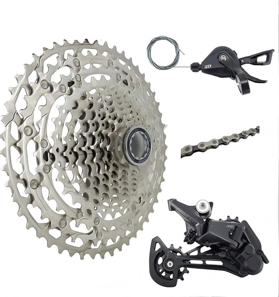 JGbike 12 Speed 4pc MTB groupset Compatible with Shimano Deore M6100，RD-M6100-SGS Rear Derailleur,SL-M6100-R Shifter,CS-M6100 51T Mirco Spline Driver Cassette or SUNRACE M903 51T HG Driver Cassette