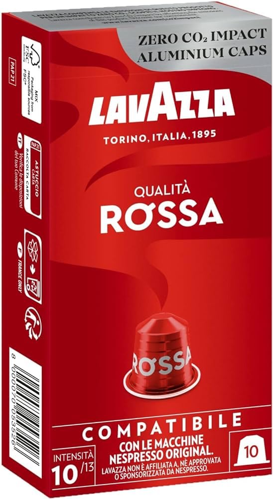 Lavazza Rossa Quality Nespresso Compatible 10 Coffee Pods | Intensity 10 | 57g