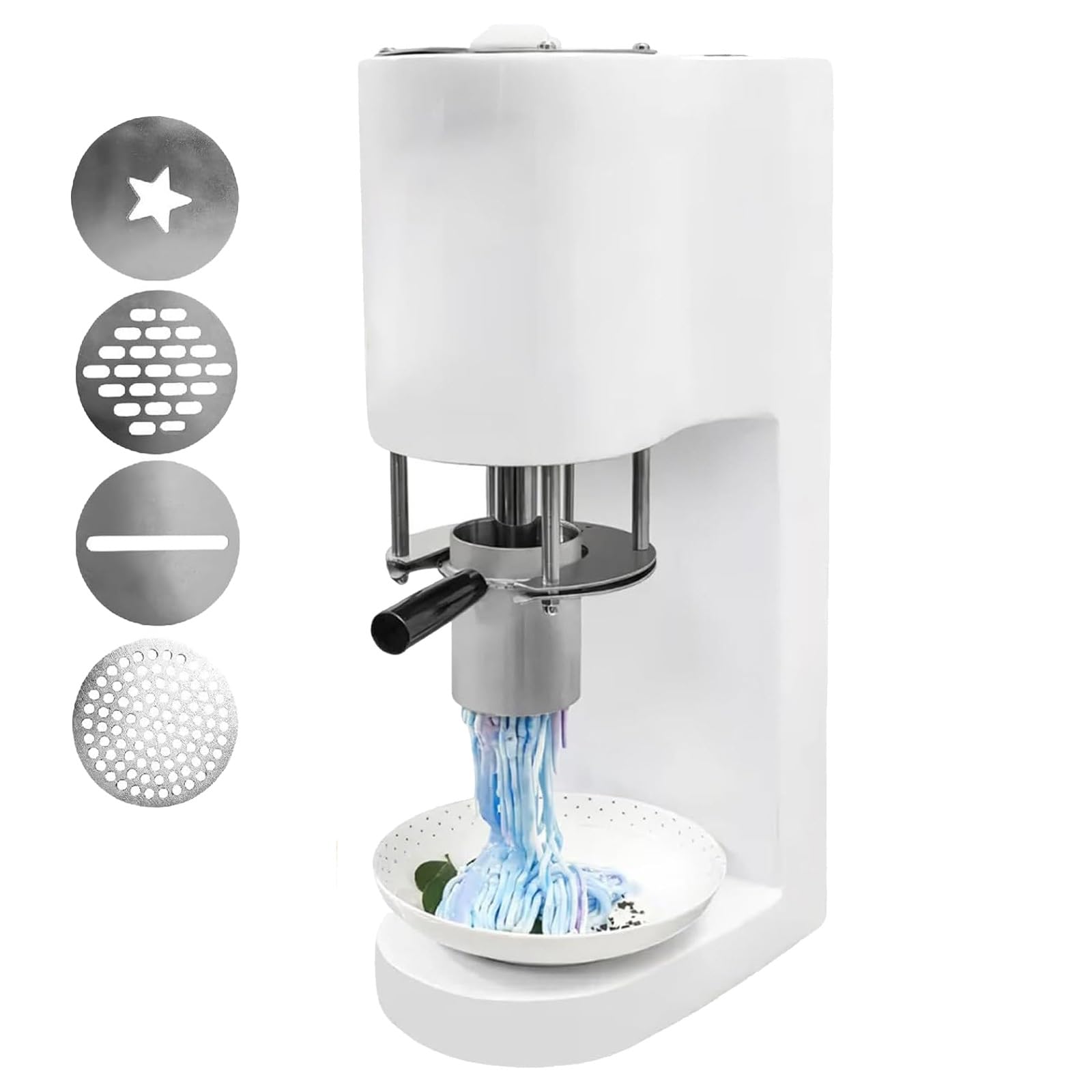 Elektrische Spaghetti-Eismaschine, 80 W mit 4 Formen, 420 ml Trichter, produziert 20 - 20 Liter/h, ideal für Eis- und Dessertläden
