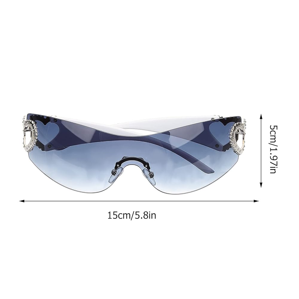 LUOZZY 2Pcs Y2K Sunglasses Rimless Sunglasses Flat Top