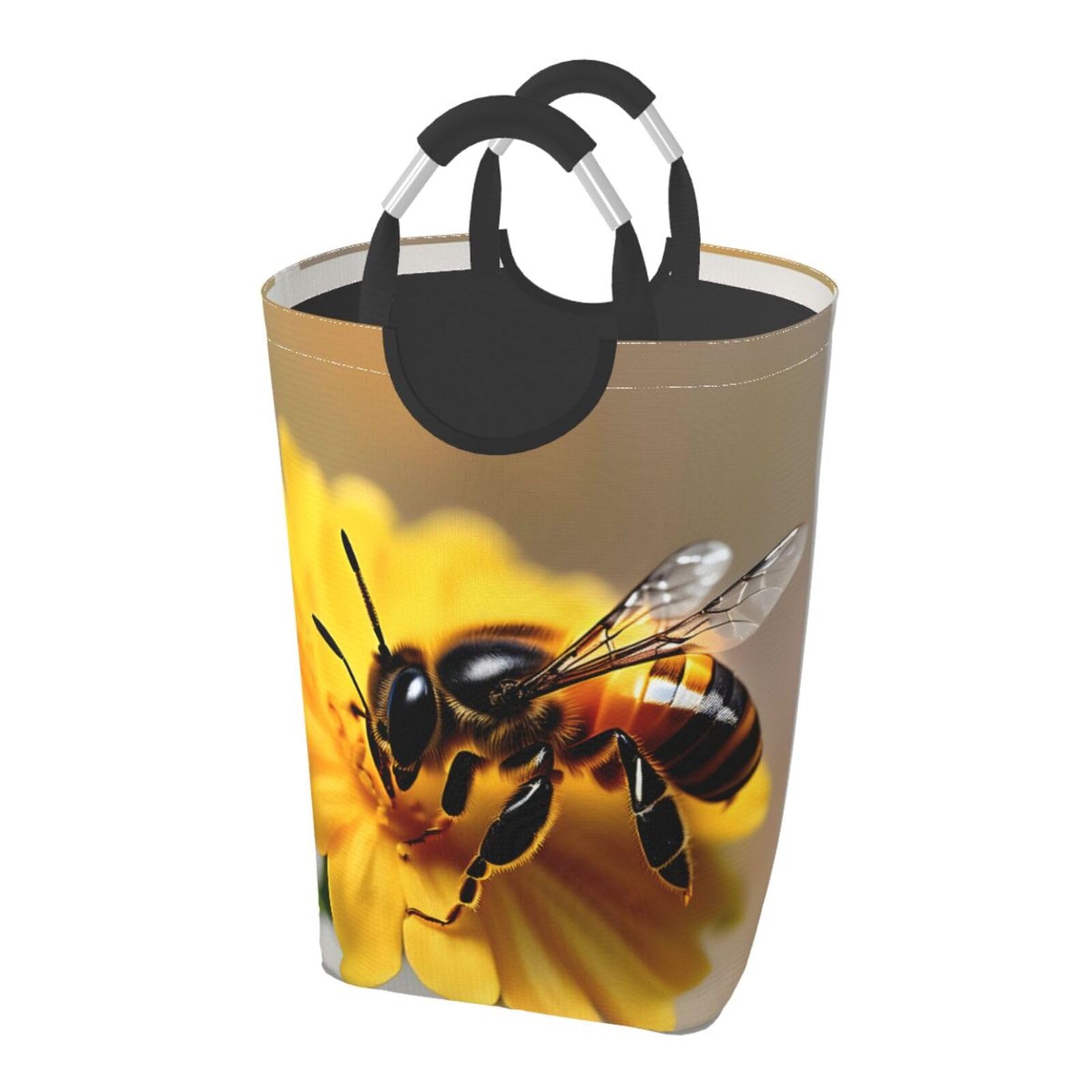 Sac à linge pliable grand format poignées alu fleurs et abeilles