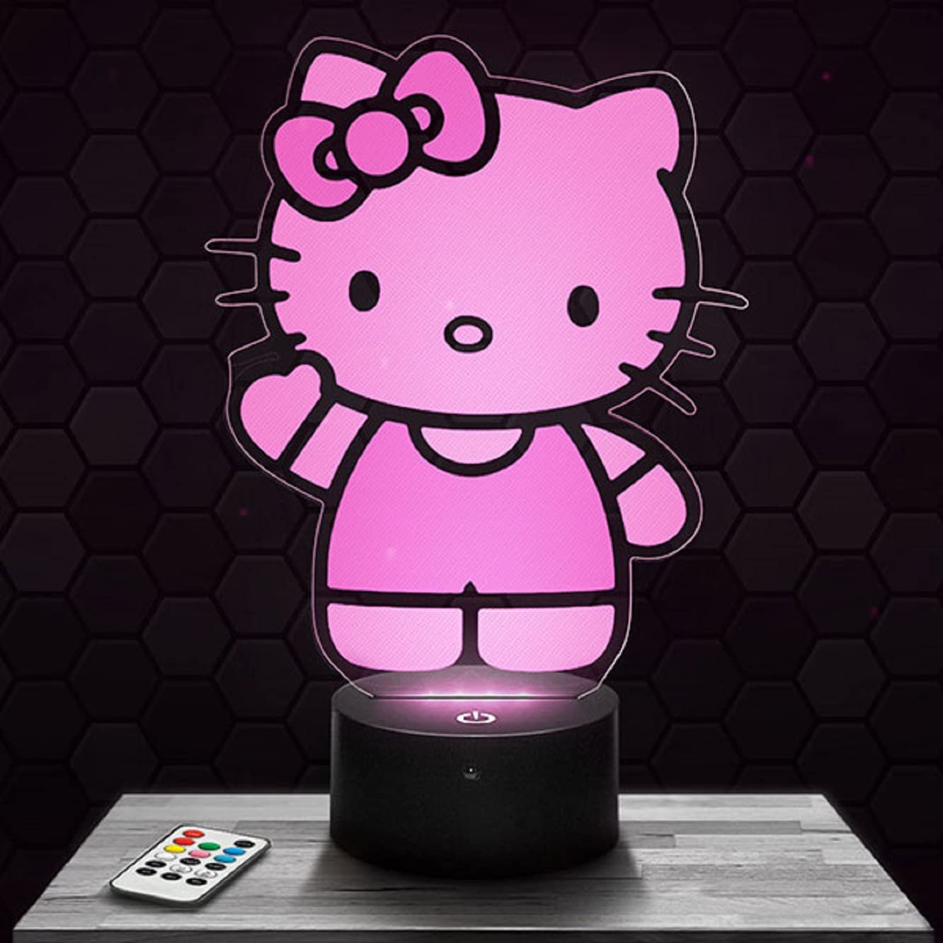3D LED Night Light Table Desk Lamp 16 Color Optical Illusion Lights Hello Kitty 6