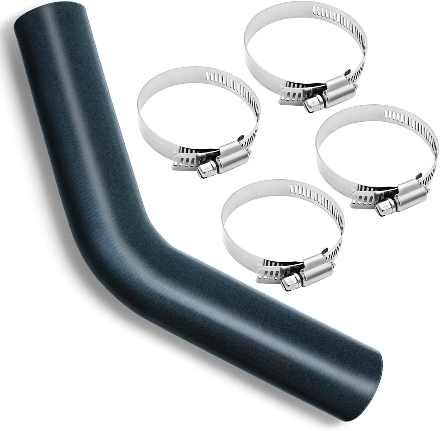 Gasoline Fuel Filler Neck Hose 2 inches Inside 45 degree Reinforced Gas tank (2" ID 12" Long) with 4 Hose Clamps