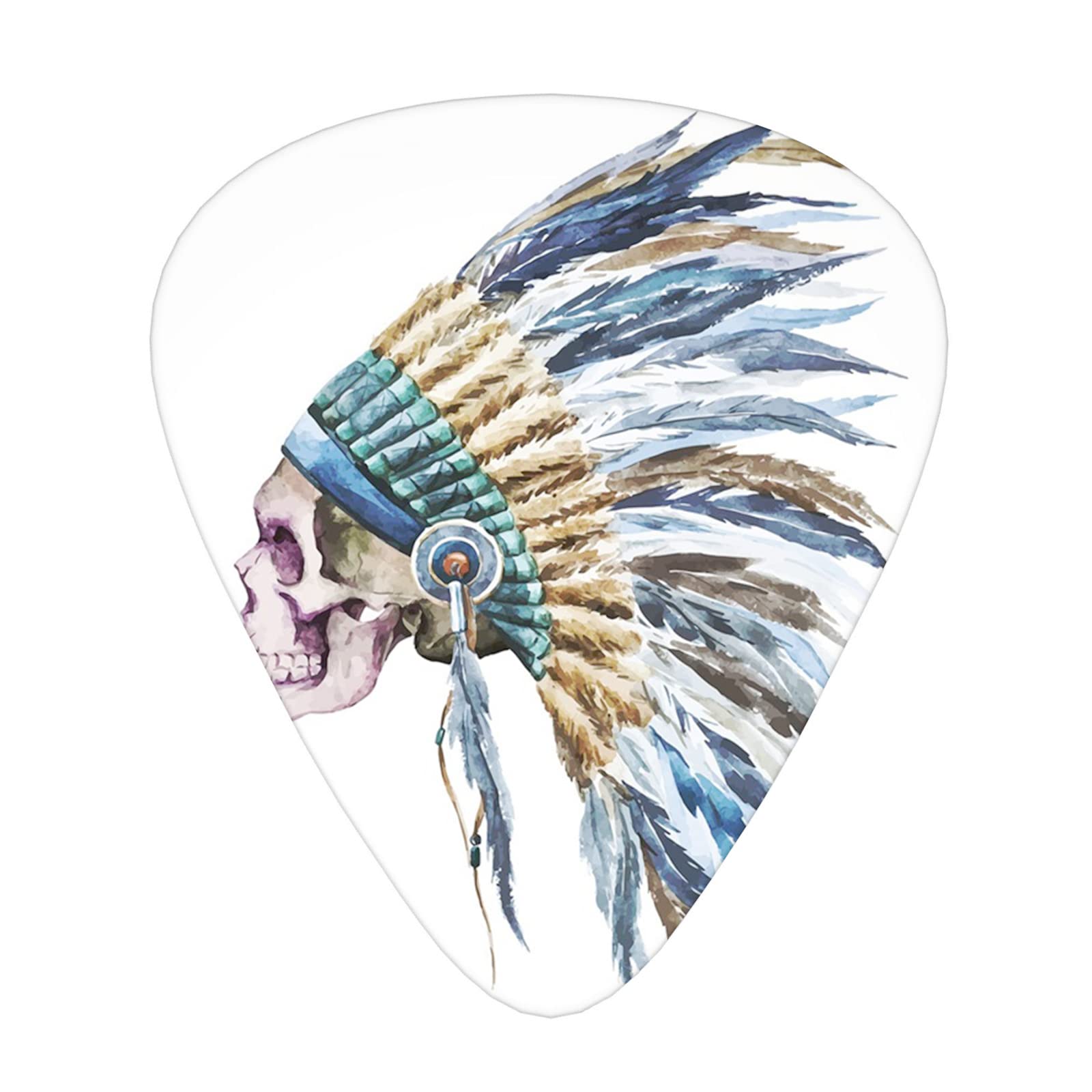 Watercolor 12 PCS Guitar Picks,Skull Hat Cultures Life,3 Thickness Art Colorful Pattern Guitar Pick Plectrums For Electric,Acoustic Guitars Includes 0.46/0.71/0.96 mm,Multicolor