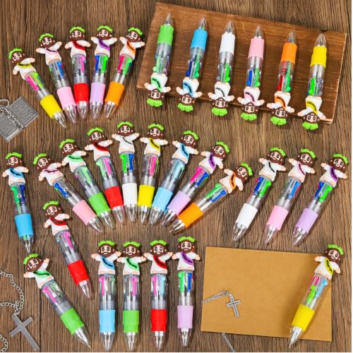 Image of CZWZ 30Pcs Mini Multicolor Pens in One 4-in-1 Cute Pens Bulk for Kids, Ballpoint Pen for Birthdays and Parties, Fun Gifts Assorted Ink Kawaii Pen(Jesus Christ)
