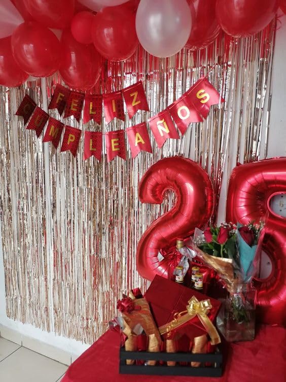 Image of Red Number 2 Balloon 40 Inch, 2nd Birthday Decoration, Sparkling 2 Number Balloon Party Decor