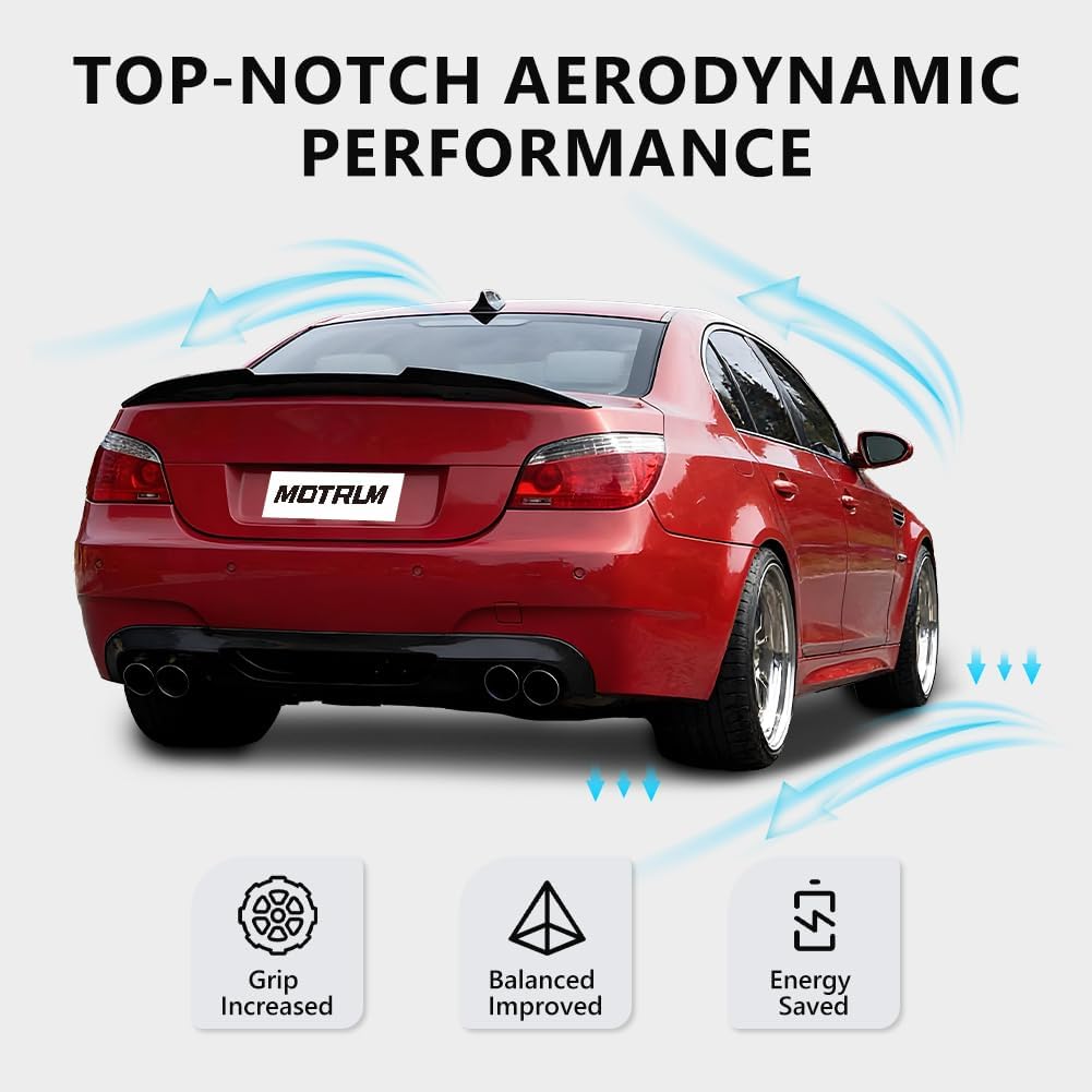 ABS Rear Spoiler Wings Compatible with B-M-W 5 Series E60 M5 525i 535i 550i Sedan 2004-2010, [Glossy Black Style] Rear Trunk Spoiler Lip Tail Wing Rear Trunk Lid for E60 2004-2010 B: Glossy (Common) Style