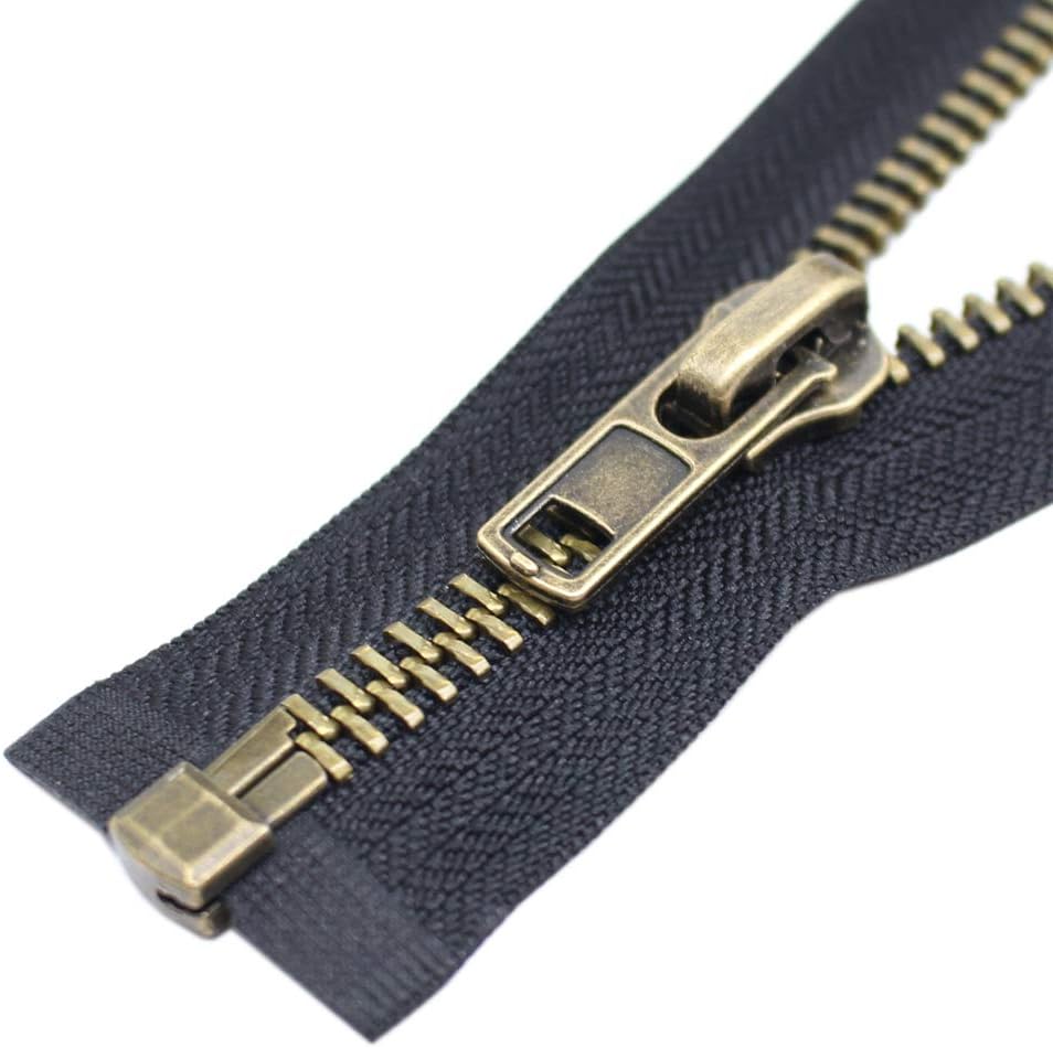 YaHoGa #8 29 Inch Antique Brass Separating Jacket Zipper Metal Zipper Heavy Duty Metal Zippers for Jackets Sewing Coats Crafts (29" Anti-Brass)