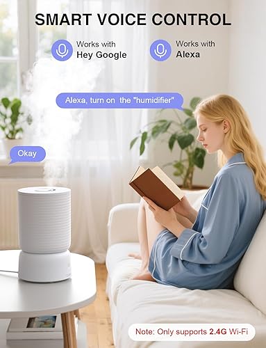 Miniatura 4 de CLEVAST Humidificadores inteligentes para dormitorio, humidificador de llenado superior de niebla fría de 1 galón4 litros con difusor de aceite