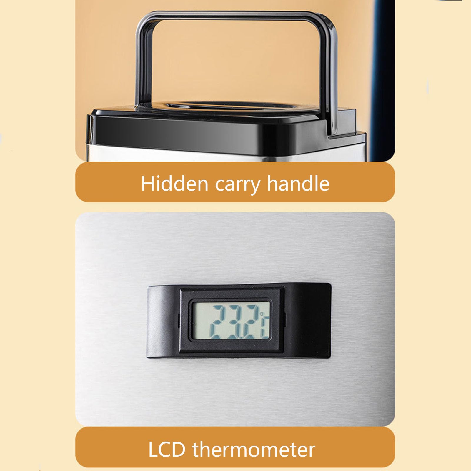 Dispenser termico per bevande in acciaio inossidabile, dispenser per bevande isolate con termometro, dispenser per bevande calde e calde, per tè caldo, caffè, latte freddo, acqua, succo, nero, 6 l