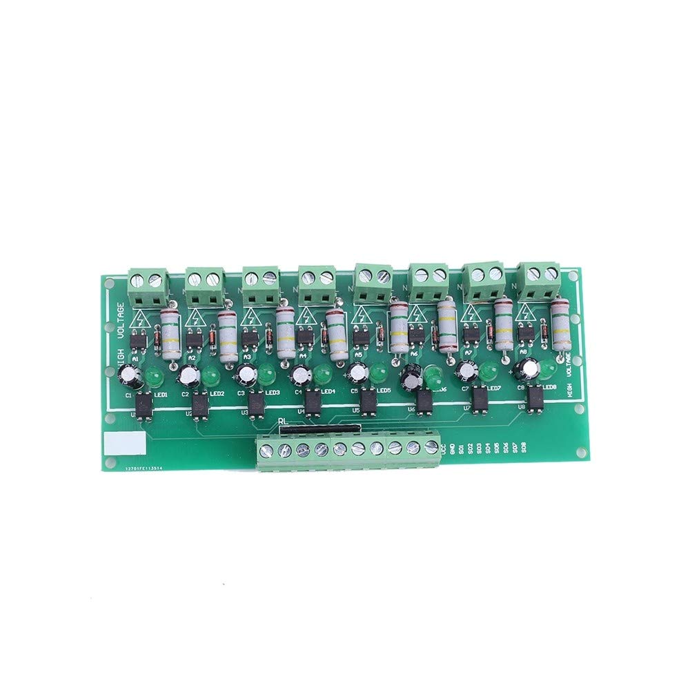 Module d'Isolation Optocoupleur, Carte d'Isolation Optocoupleur 8CH AC 110V 220V 8 Canaux PNP Sortie Haut Niveau Module de Test AC Moniteur de Puissance