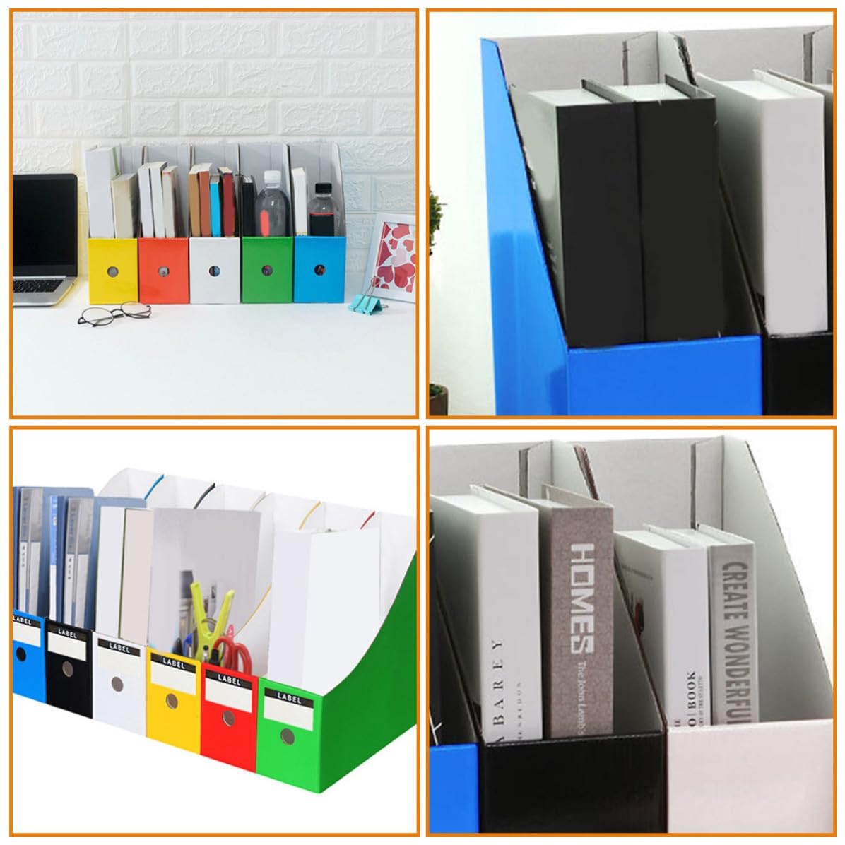 Set 6pezzi Organizer Documenti in Carta Design Semplice Assemblato, Scatole per Documenti e Conservazione, per Ufficio e Camera da Letto Scolastica