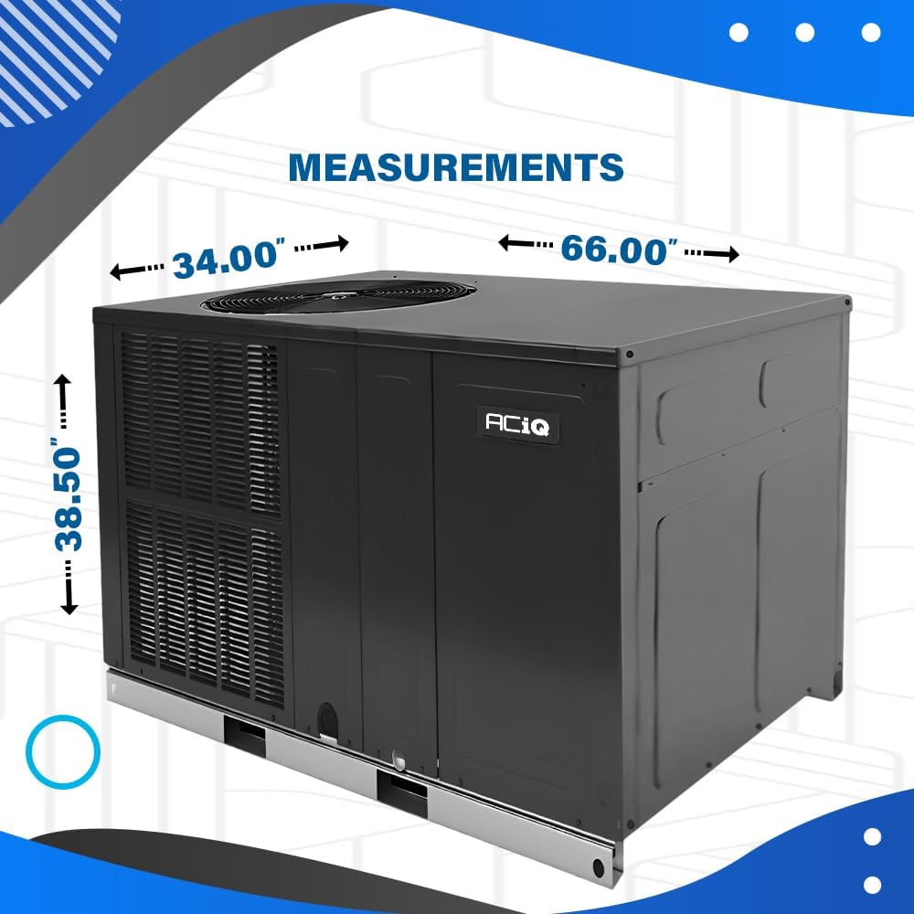 ACiQ 5 Ton 13.4 SEER2 Packaged Heat Pump Unit with 10kW Back-up Heat Kit & Thermostat - R32 Horizontal | 60000 BTU AC/Heating System