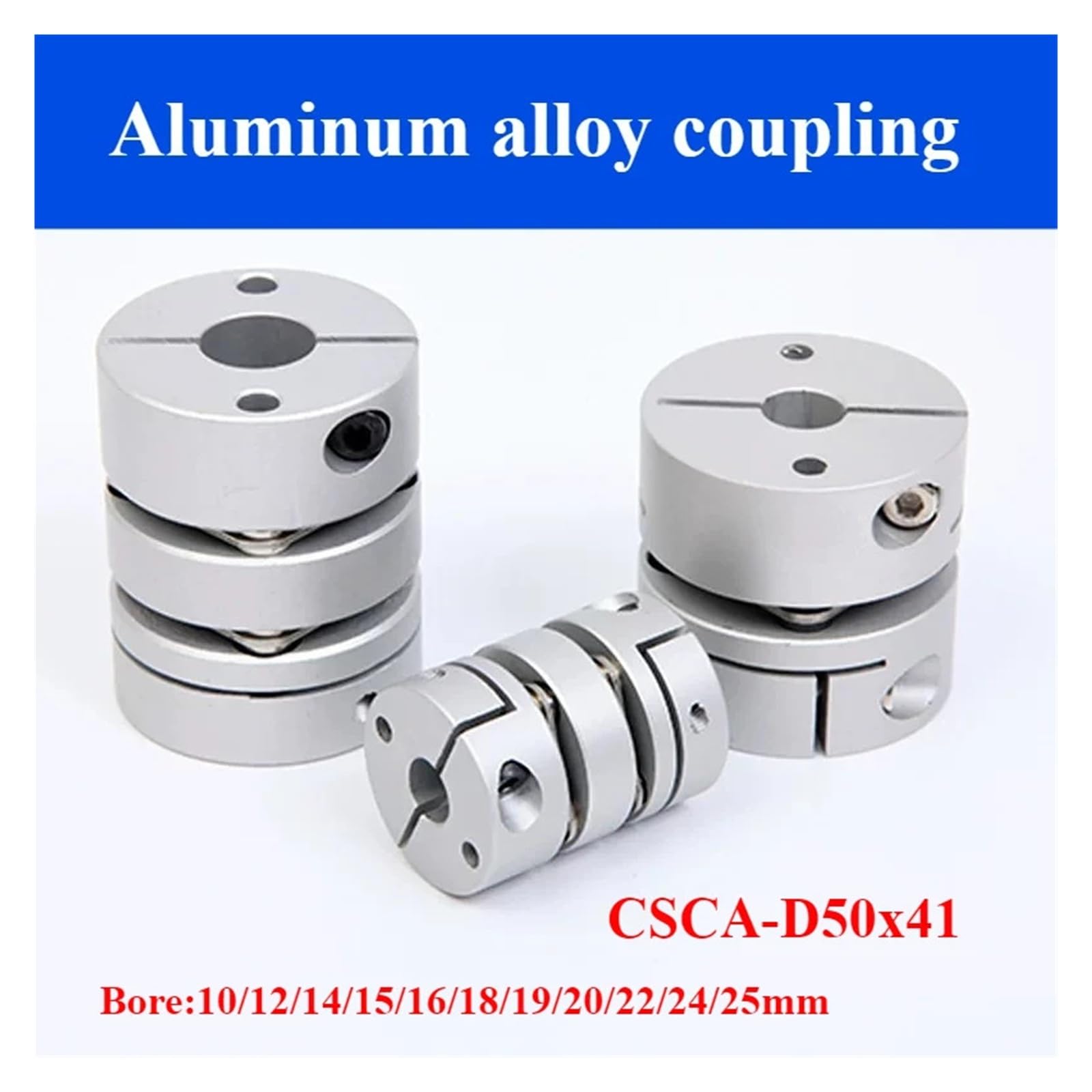 Acoplamientos flexibles, Acoplamiento de diafragma único de aleación de aluminio, diámetro interior de 50x41mm, 10-25mm for servomotor paso a paso(50x41-15mm to 16mm)