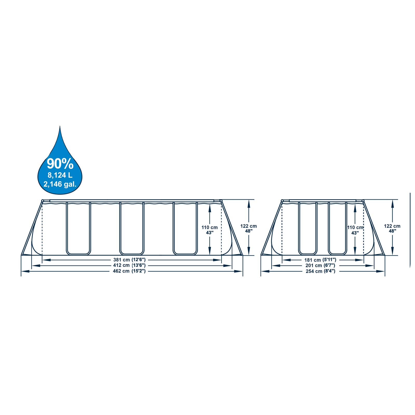 Bestway piscine hors sol rectangulaire Power Steel™ 412 x 201 x 122 cm