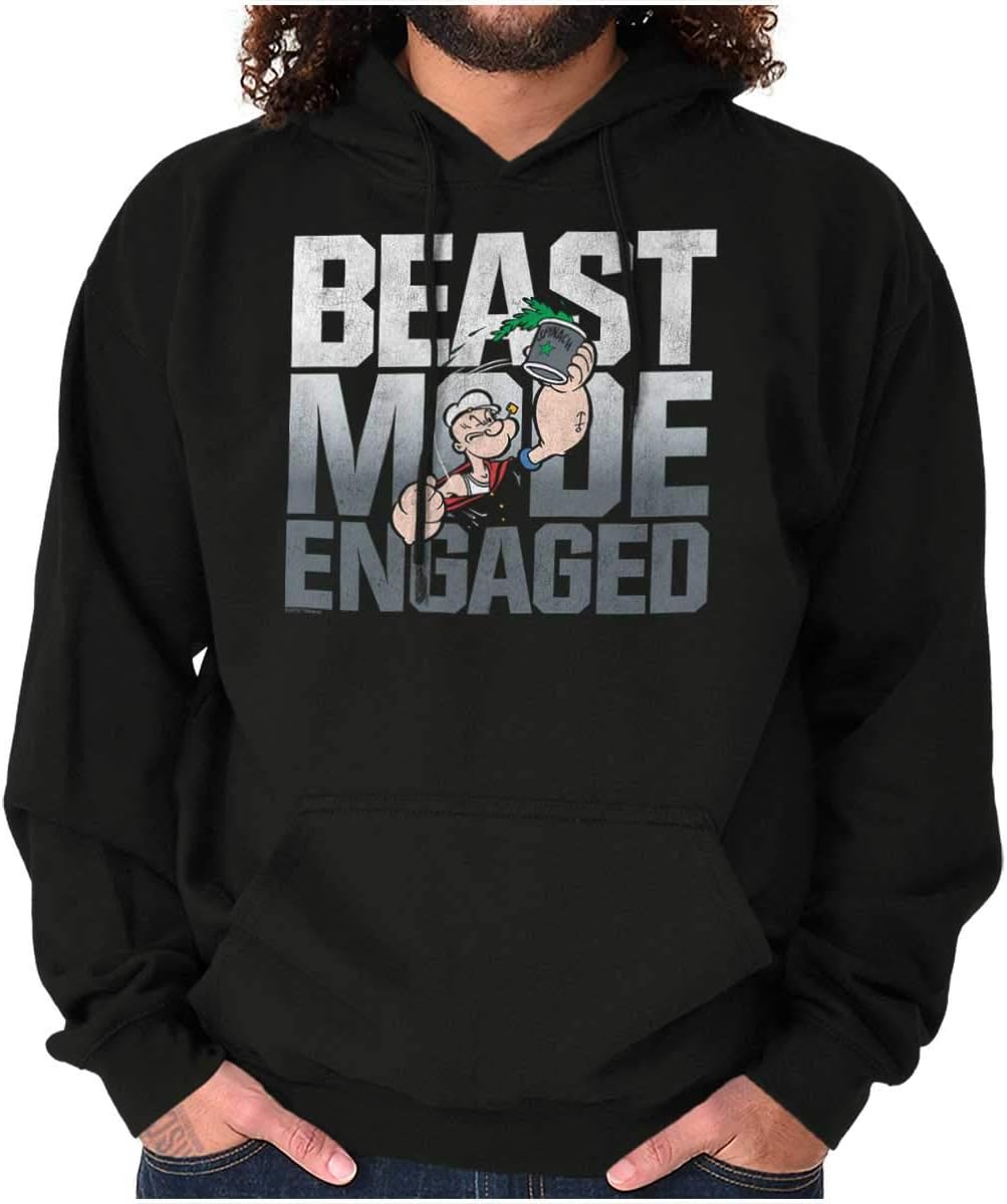 Brisco Brands Beast Gym Engaged Popeye Sailor Hoodie Sweatshirt Women Men