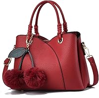 Vista 9 de NICOLE & DORIS Bolso de mano para mujer, bolso de hombro de moda con asa superior, bolsos elegantes con pompón