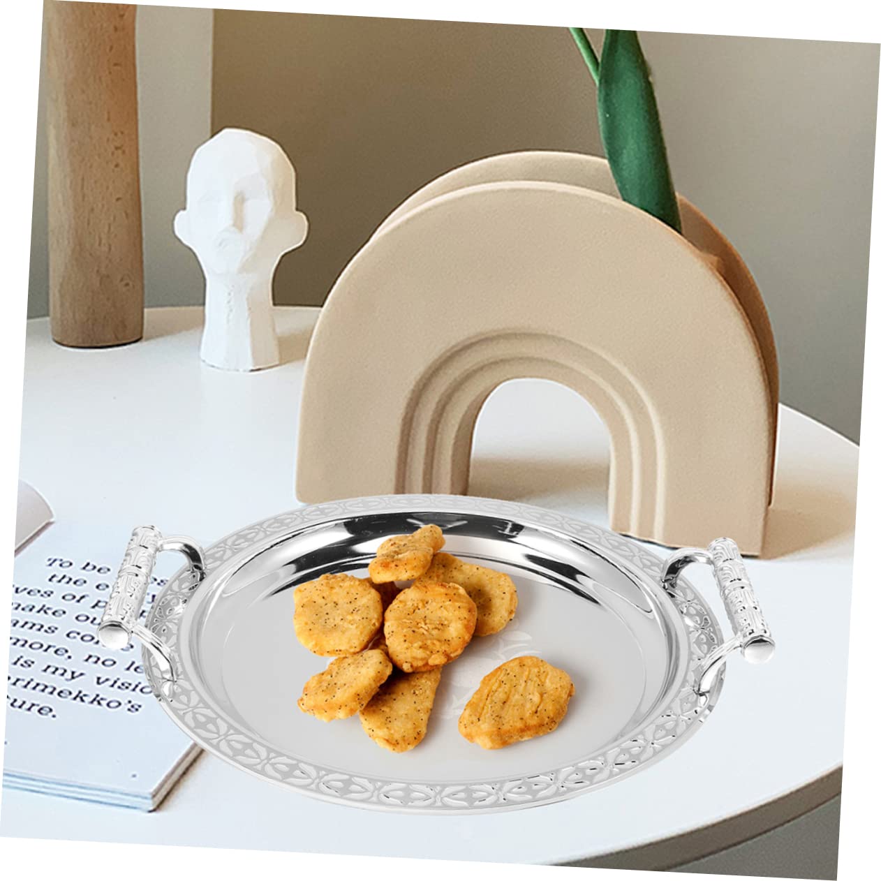 Yardwe Vassoio per Frutta Secca in Acciaio Inox e Plastica per Snack Noci Caramelle e Piccoli Oggetti Design Elegante per Uso Domestico